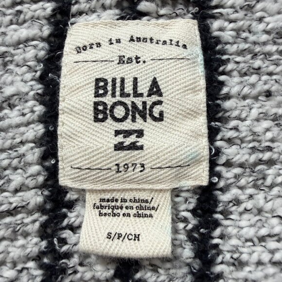 Billabong Good Times Striped Open Front Cardigan Sweater Gray Black Women’s S - Picture 8 of 9